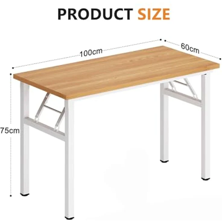 SogesHome Klapptisch Computertisch 100 x 60 x 75 cm PC Tisch Schreibtisch Bürotisch Büroarbeitsplatz für Home Office Verwendung Schreibtisch Esstisch Konferenztisch – Bild 3