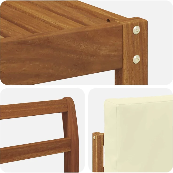 vidaXL Outdoor-Sofagarnitur mit Kissen 5 pcs Natur und Creme 3366358 – Bild 7