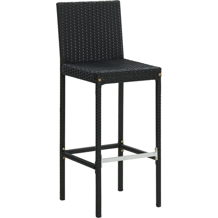 vidaXL Garten-Barhocker mit Kissen 4 Stk. Schwarz Poly Rattan 316670 – Bild 2