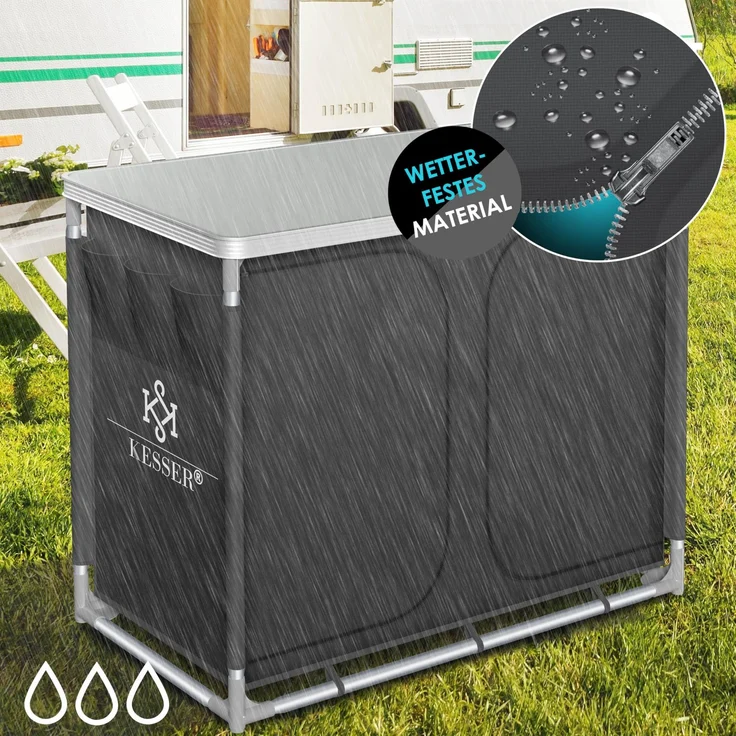 KESSER® Campingschrank, Campingküche mit Aluminiumgestell, inkl. Tragetasche , Kocherschrank für Camping , Campingmöbel , Outdoor Typ F6 (Anthrazit) – Bild 6