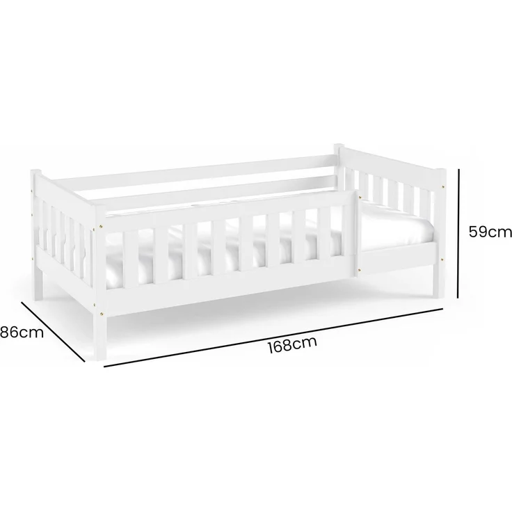 Jerpax Kinderbett ZOSIA mit Matratze und Schublade, Einzelbett für Kinder, Weiß Holzbett, 80x160 cm – Bild 3