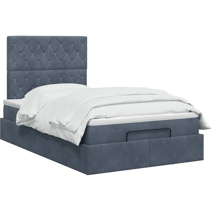 vidaXL Ottoman Bett mit Matratze Dunkelgrau 120 x 190 cm Samt 3457636 – Bild 3