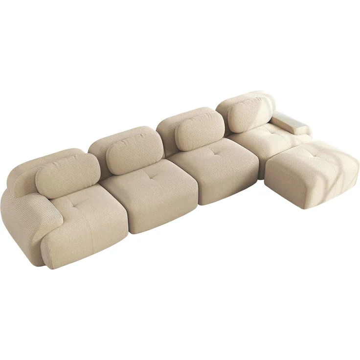 4-Sitzer Ecksofa mit 32D hochelastischer Polsterung,rutschfest mit Chaiselongue extra-breite Armlehnen frei kombinierbar ohne Montage für Büro Wohnzimmer und Heimkino,Beige, – Bild 5