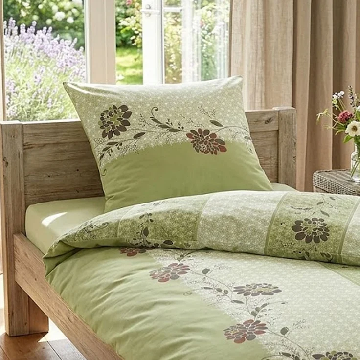 Irisette Seersucker Bettwäsche Easy 8644-30 Blumen Streifen 135x200 – Bild 3