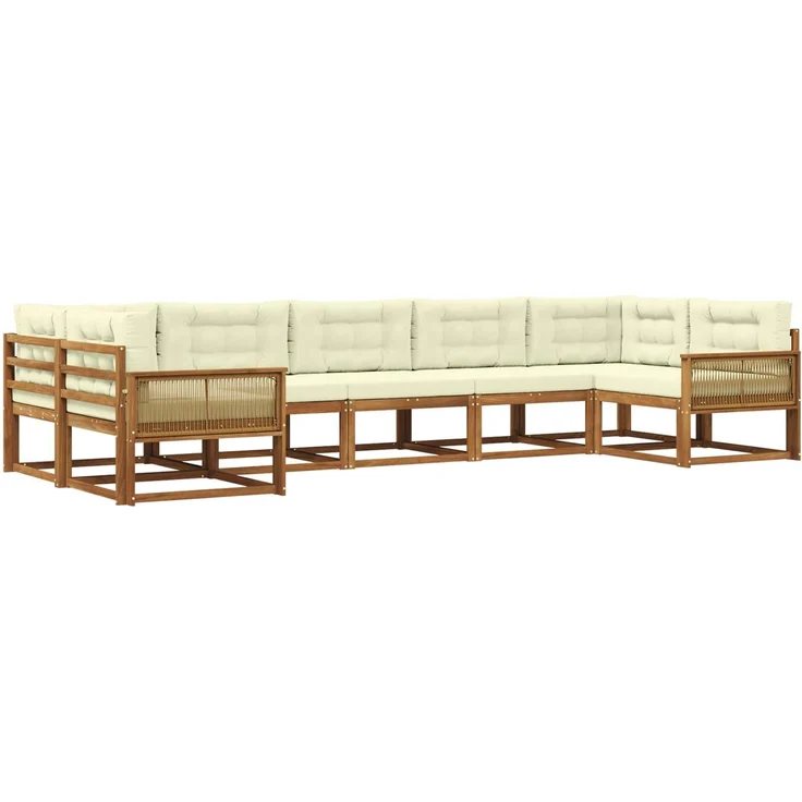 vidaXL Outdoor-Sofagarnitur 7 stk. 7-Sitzer Natur und Creme 3382868 – Bild 2
