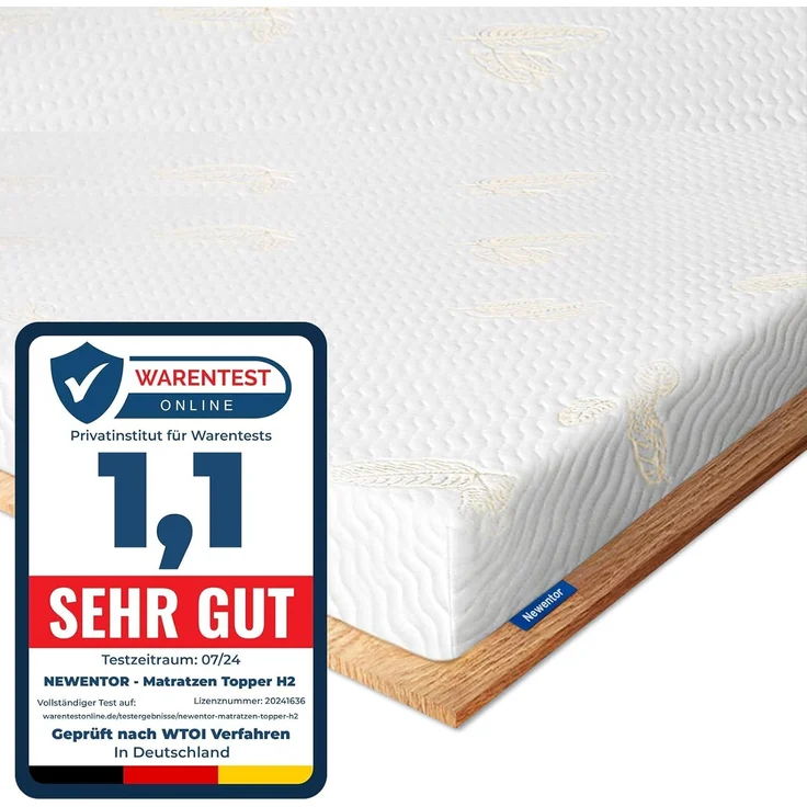 Newentor® Matratzen Topper 120x200 cm H1 H2, Matratzentopper 120x200 Schlafsofa Bett Gel, Matratze Topper 120x200 Bezug Boxspringbett Matratzenschoner Auflage, 5CM Höhe – Bild 1