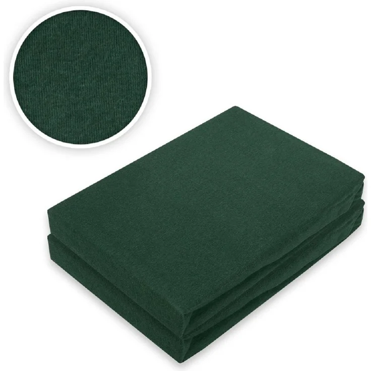 Marke Jersey Spannbettlaken Doppelpack 140 - 160 x 200 cm Dunkelgrün – Bild 2