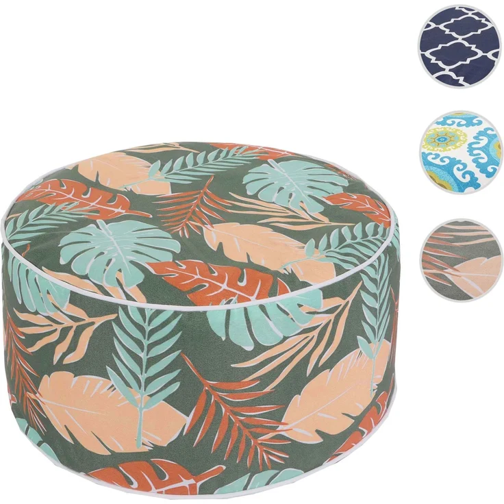 Sitzhocker HWC-G31, Pouf Sitzkissen Sitzsack Gartenhocker, aufblasbar In-/Outdoor Spun Poly 29x55cm ~ Blatt-Design – Bild 9
