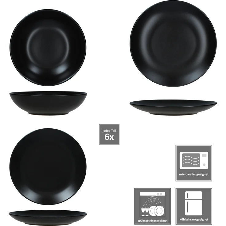 18tlg Tellerset Panther schwarz 6 Personen – Bild 5
