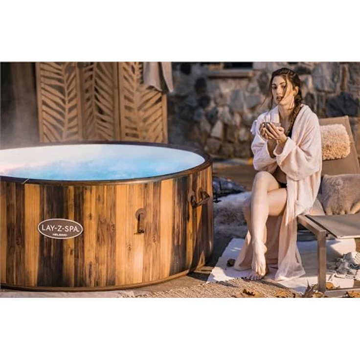 Bestway® LAY-Z-SPA® Whirlpool Helsinki AirJet Plus™ für 7 Personen, Ø 180x66 cm, Holz-Optik (Pinie) – Bild 9