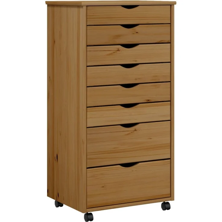 vidaXL Rollschrank mit Schubladen MOSS Honigbraun Massivholz Kiefer 355897 – Bild 2