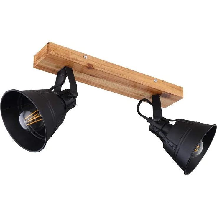 Deckenleuchte, Holz, Spots beweglich, L 38 cm, GÜNTHER