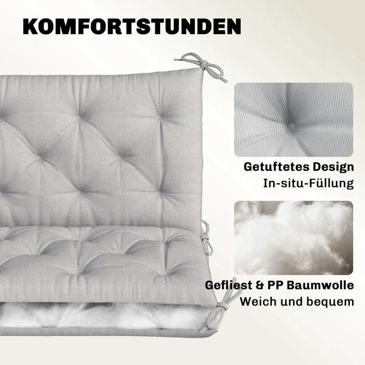 Outsunny Bankauflage, Polyester, Schaumstoff, Hellgrau, 98L x 150B x 8T cm – Bild 5