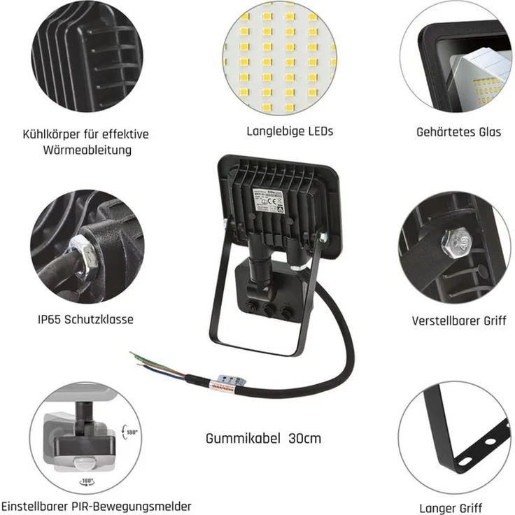NOCTIS LUX 2 SMD 230V 10W IP44 WW Fluter schwarz mit Sensor – Bild 3
