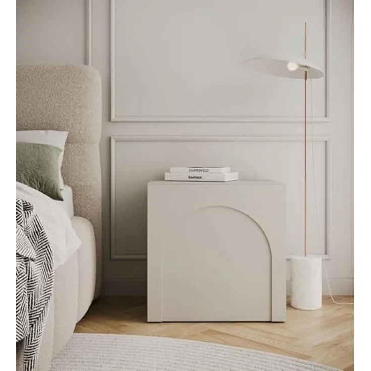 Selsey Nachttisch 50cm Hängend Kaschmirfarbe Schwebender Nachttisch Mit Bogenfräsungen, Tip-On-System, Einlegeboden 16mm Robuste Kronospan Spanplatte, ABS-Kanten Breit Für Modernes Schlafzimmer – Bild 2