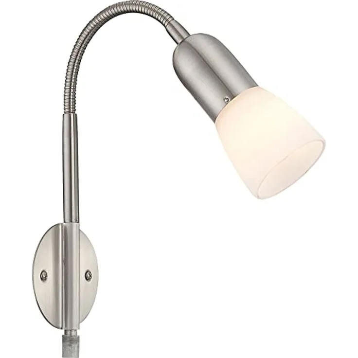 Wandleuchte, Metall, nickel, Glas, Spot beweglich, H 46cm