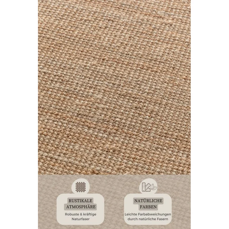 HANSE Home Teppich Jaipur Juteteppich, Läufer und Rund, rechteckig, Höhe: 10 mm, Naturfaser, Wohnzimmer, Esszimmer, Schlafzimmer, Boho, GRS – Bild 3