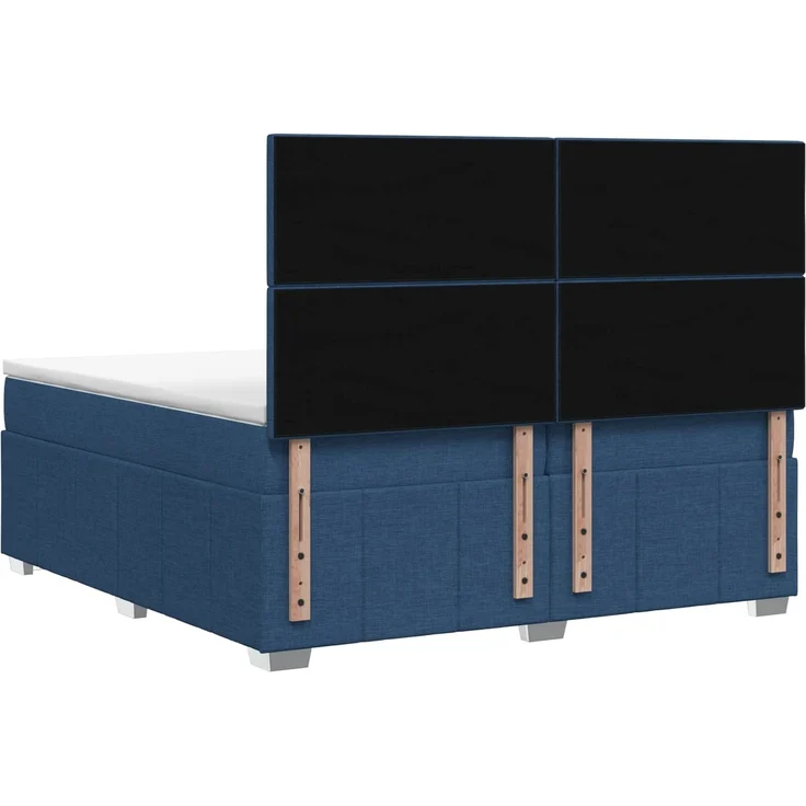 vidaXL Boxspringbett mit Matratze mit Kopfteil Blau 140 x 190 cm Stoff 3454140 – Bild 8