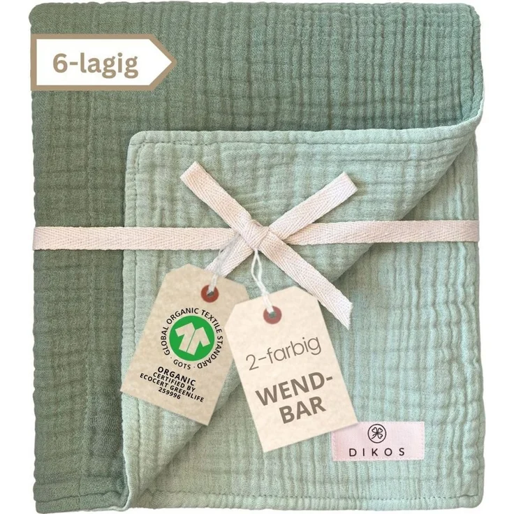 Babydecke Musselin Babydecke 6-lagig gekreppt, 100% GOTs Bio-Baumwolle, DIKOS, PREMIUM Qualität, 70x100 cm, atmungsaktiv, nachhaltig, kuschelweich – Bild 5