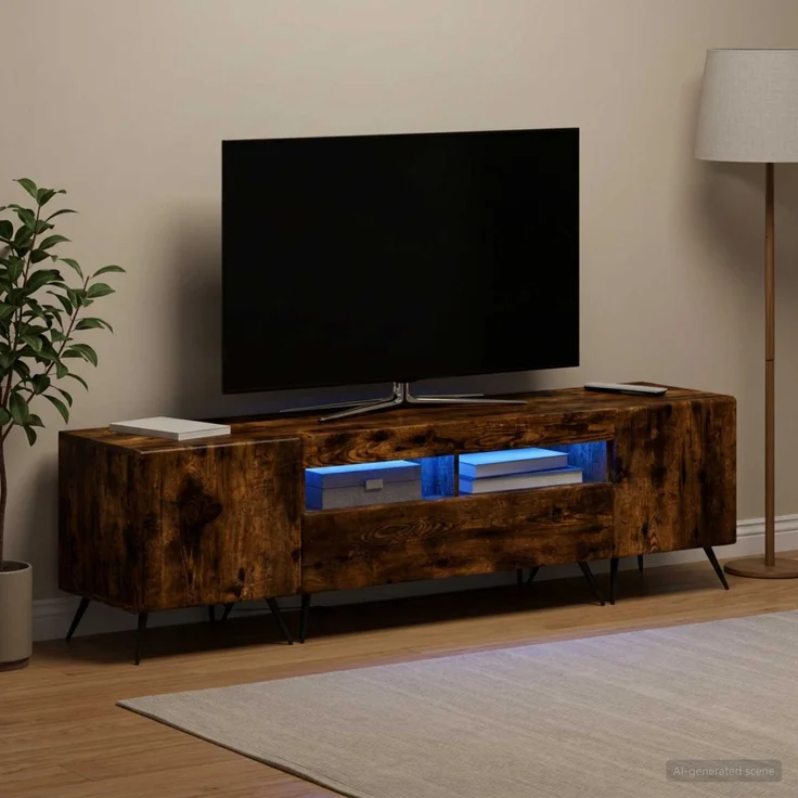 vidaXL LED-TV-Schrank BREDA 3 stk. Raucheiche Holzwerkstoff 3416927 – Bild 3