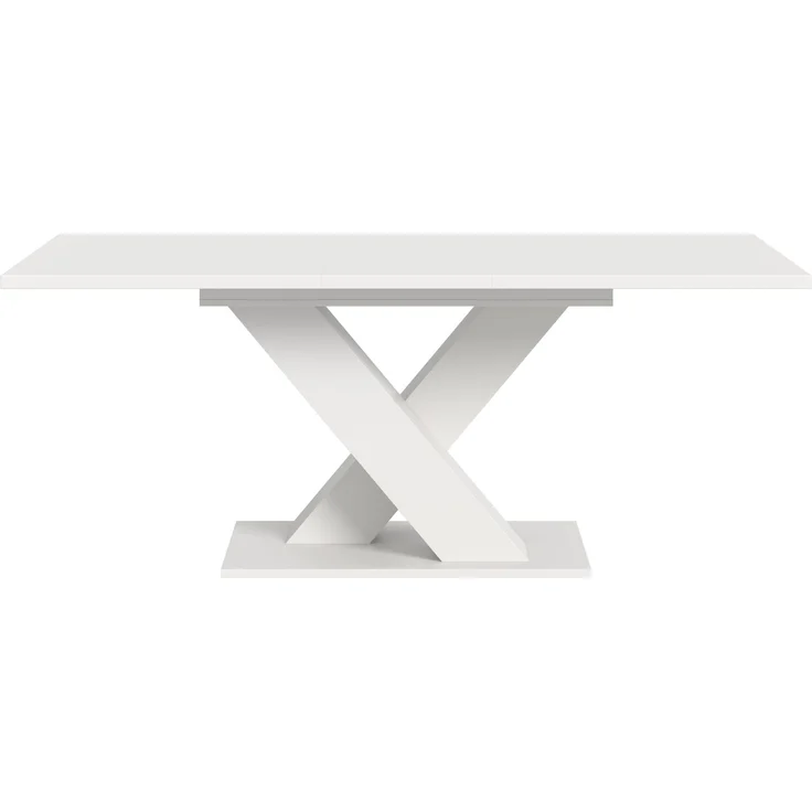 Ausziehbarer Esstisch (B/H/T): 150-190x76x80 in weiß Nachbildung mit X-Fußgestell – Bild 2