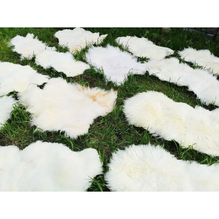 Provellus Fellteppich Hell Öko Schaffell Lammfell Naturfell Weich Bis 150cm 2. Wahl, 30x30cm rund