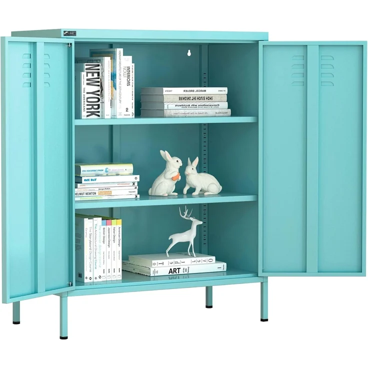 Makika Aktenschrank / Büroschrank 80x35x102cm Industrial Möbel in Hellblau – Bild 6