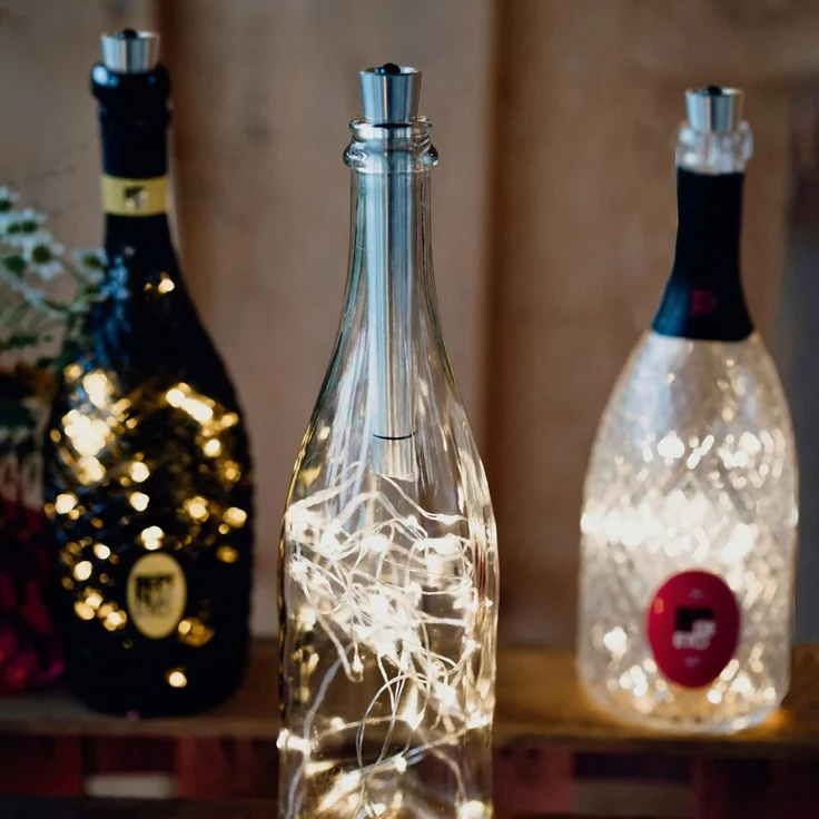 hellum Flaschenlicht mit Timer, Flaschen Licht Warmweiß, 20 LED Flaschen-Lichterkette Batteriebetrieben LED Lichterkette für Flaschen DIY, Tisch Deko, Weihnachten 522822 – Bild 1