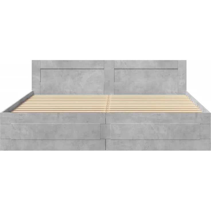 vidaXL Bettgestell mit Kopfteil Betongrau 180x200 cm Holzwerkstoff 3295544 – Bild 4