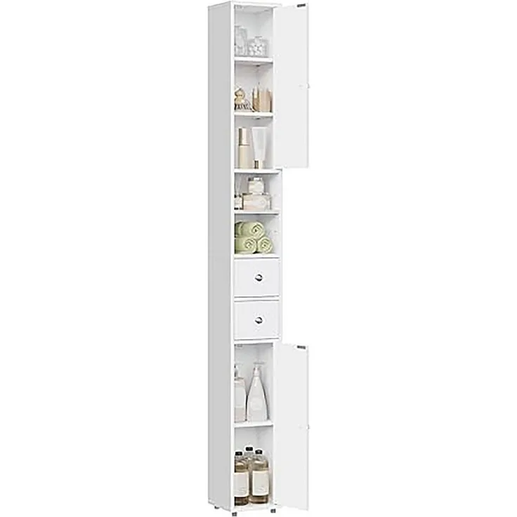 EUGAD Hochschrank (1-St) Badschrank, mit Schubladen, Fächern, Weiß, 20x180x20 cm