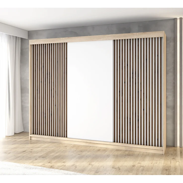 A&J MöbelLand Schwebetürenschrank IOSA 200 cm mit 4 Schubladen, und 3D Lamellen – Bild 2