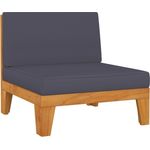 vidaXL Modular-Mittelsofa mit Dunkelgrauen Kissen Akazie Massivholz 312151