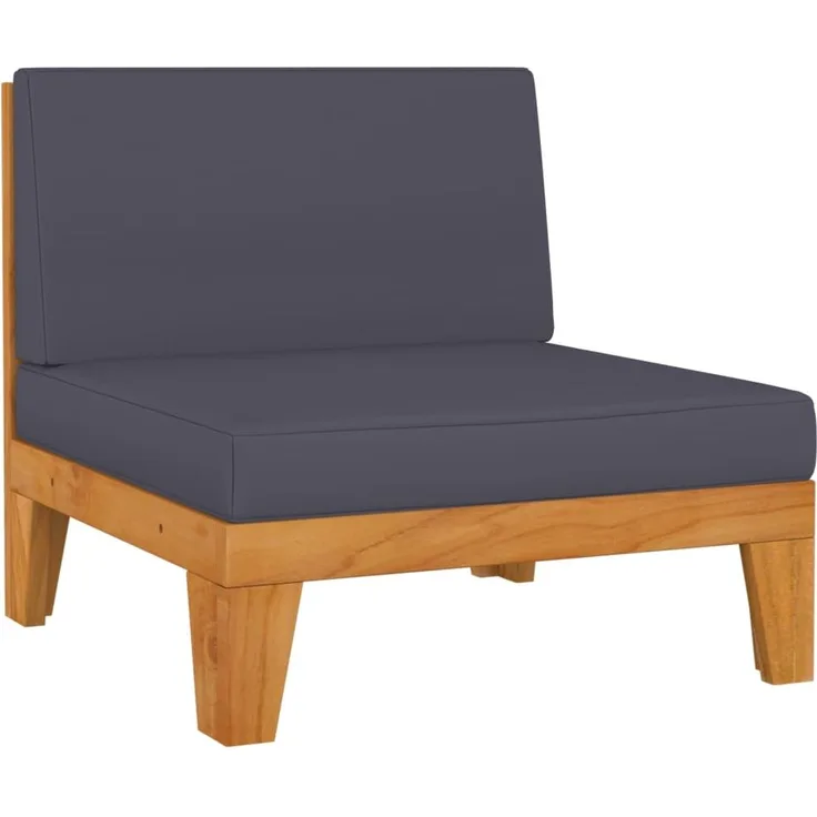 vidaXL Modular-Mittelsofa mit Dunkelgrauen Kissen Akazie Massivholz 312151