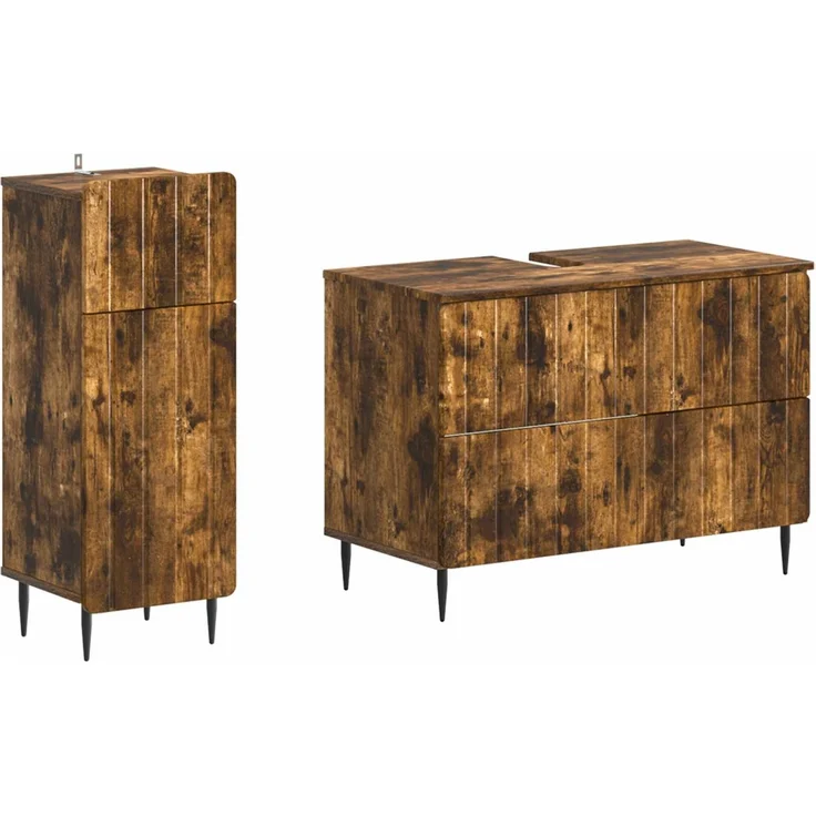 vidaXL 2-teiliges Badezimmer Schrank Set ZWOLLE Raucheiche 3417680 – Bild 2