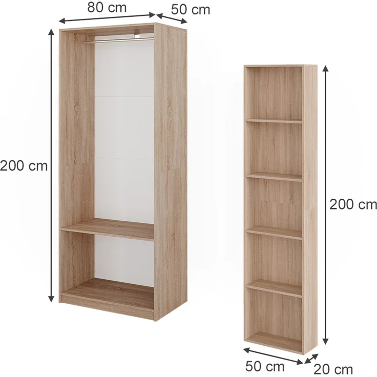 Kleiderschrank Elmo Sonoma 80 x 200 cm 2er Set Vicco – Bild 2