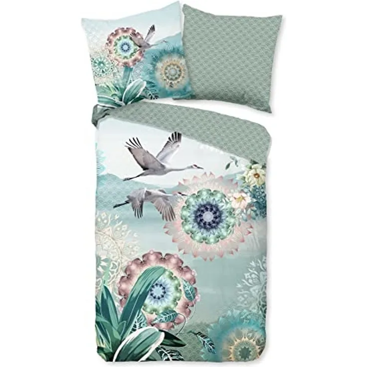 hip Mako Satin Bettwäsche 2 teilig Bettbezug 135x200 cm Kissenbezug 80x80 cm Kimora Multi