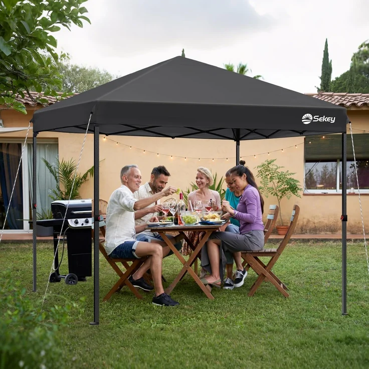 Pop Up Pavillon 3x3m, Wasserdicht Stabil Winterfest, Faltbar, Schwarz – Bild 2