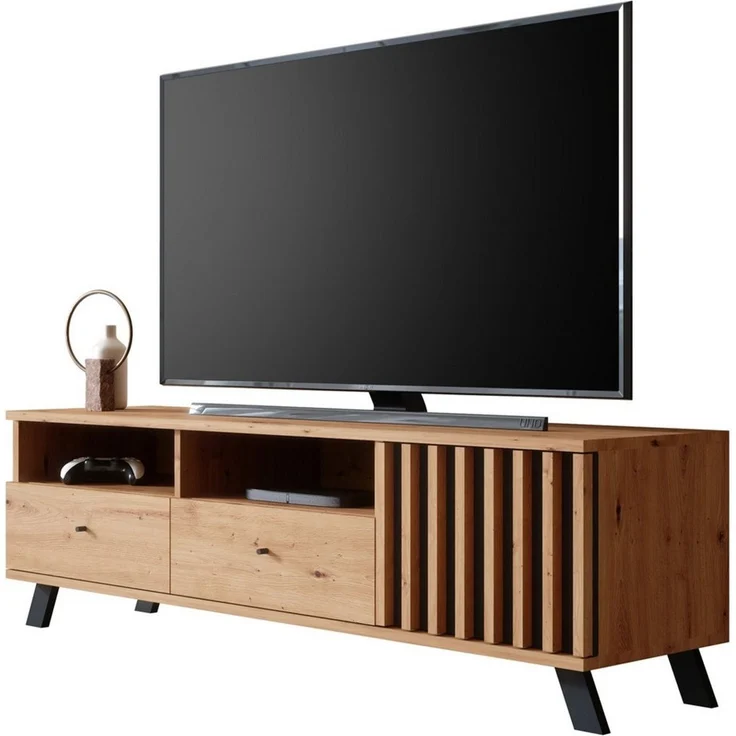 Newroom Lowboard Barea, TV Board Wandpaneel Wildeiche Anthrazit Modern TV Schrank – Bild 5