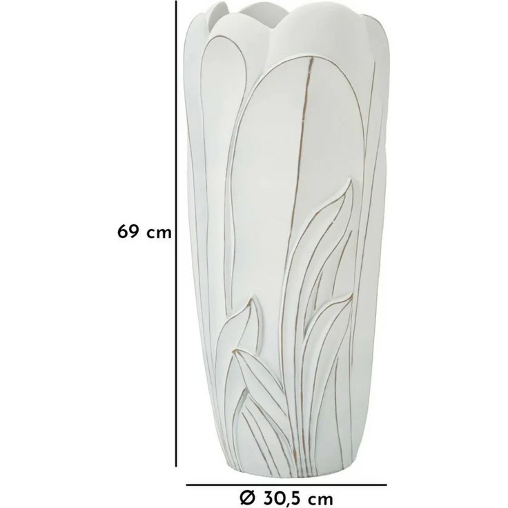 Dmora Vase Brabbia, Dekorationszubehör, Dekoratives Artikel, Einrichtungszubehör, 31x31 h69 cm, Weiß – Bild 3