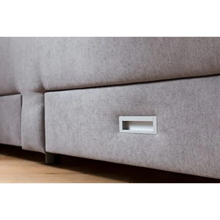 Belanoti Boxspringbett Lara (Boxspringbett 160x200 mit vier Schubladen Stauraum, 7-Zonen Taschenfederkern Matratze inklusive Visco Topper), Bett 160x200 mit Bettkasten in der Farbe Hellgrau H2/H3 Polsterbett – Bild 9