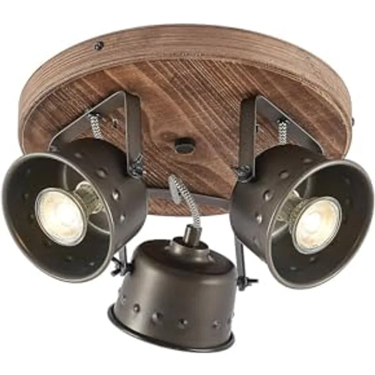 Lindby Rubinjo, 3-flammiger Deckenstrahler im Retro-Vintage-Stil aus Metall, GU10, antik