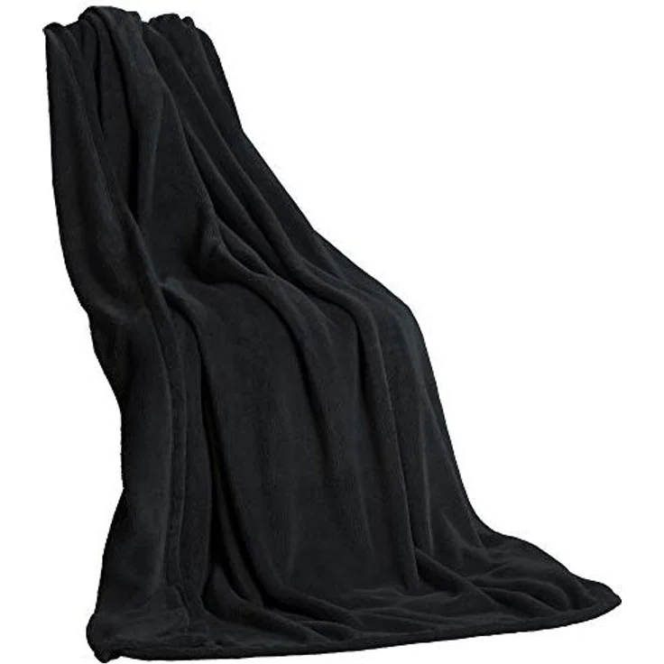 Wohndecke Quebec Kuscheldecke Tagesdecke Fleece weich 150x200cm schwarz, CelinaTex, allergikergeeignet,bügelfrei,flauschig,kuschelweich,mollig warm – Bild 1