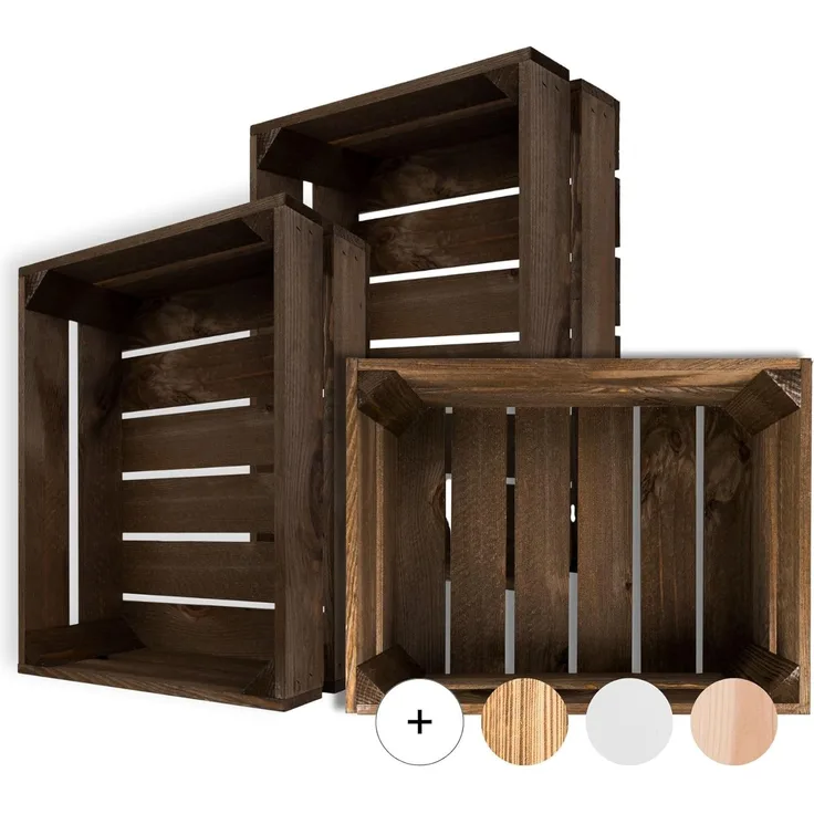 Creative Deco Holzkiste Kiste Holz Deko Holzkiste, Obstkiste Weinkisten Apfelkiste, Braun, 40x30x15 cm
