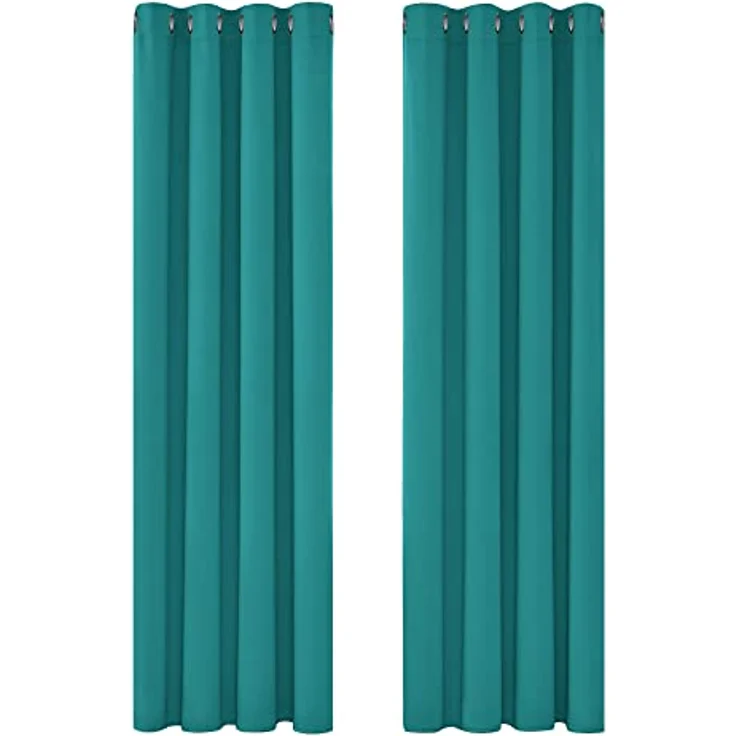 Deconovo Verdunkelungsvorhang Kälteschutz Gardinen Wohnzimmer Vorhang Blickdicht, 260x140 cm(HöhexBreite), Türkis, 2er Set – Bild 5
