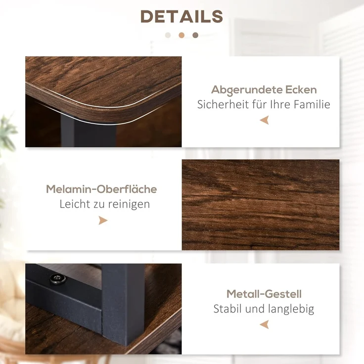 HOMCOM Couchtisch Couchtisch im industriellen Stil – Bild 5