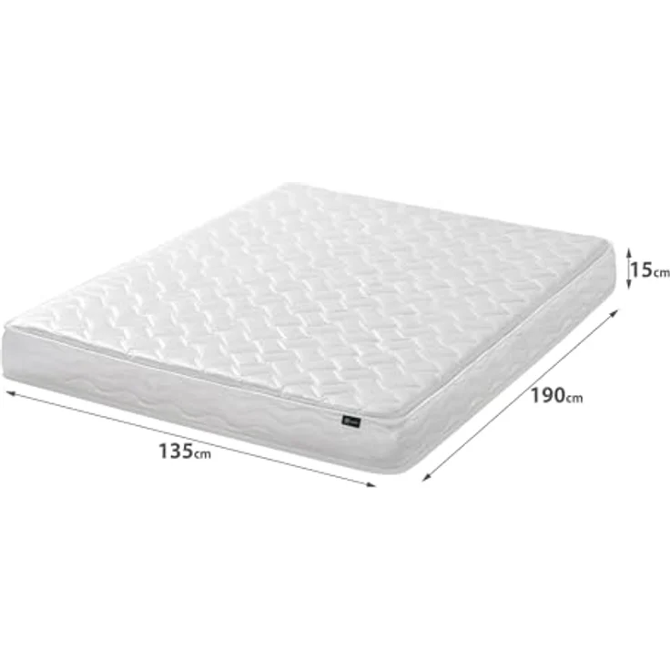 Zinus Doppelmatratze – Bonnelfederkern – 135x190 cm – Komfortschaum – Höhe 15 cm – mittlere Festigkeit, Weiß – Bild 4
