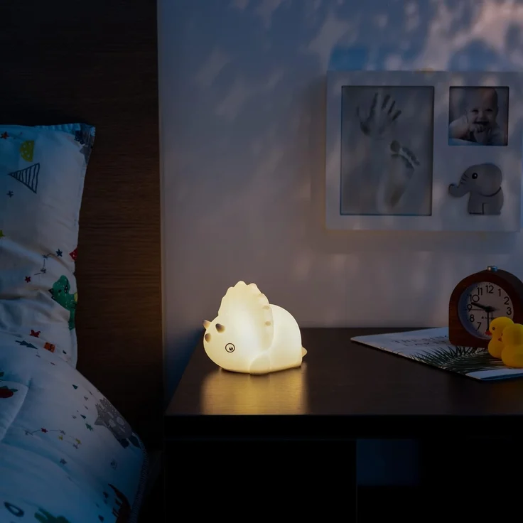 Navaris LED Nachtlicht Dino Design - mit Micro USB Kabel wiederaufladbar - RGB Farbwechsel Kinder Nachttischlampe - Dinosaurier Schlummerlicht – Bild 2