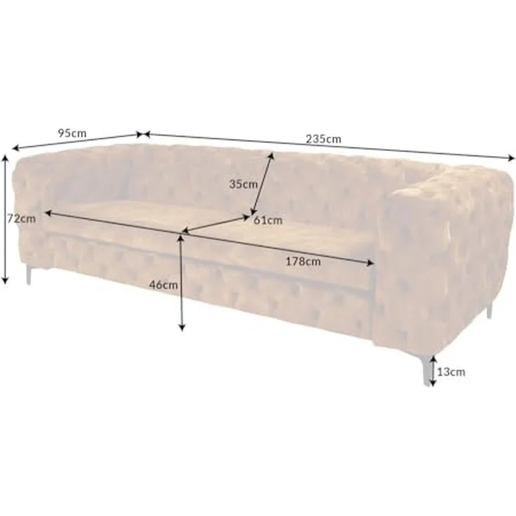 riess-ambiente 3-Sitzer MODERN BAROCK 235cm antik braun · Microfaser-Couch mit Federkern, Einzelartikel 1 Teile, 3-Sitzer Sofa · Chesterfield Design mit Ziersteppung · Rundum-Bezug – Bild 3