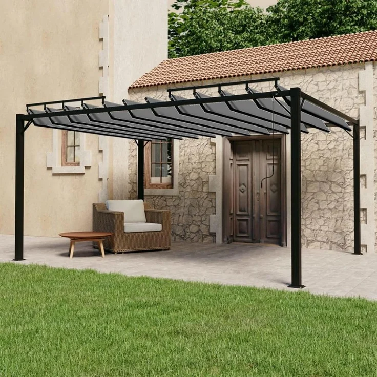 vidaXL Pergola mit Lamellendach 3x4 m Anthrazit Stoff und Aluminium 313929 – Bild 2
