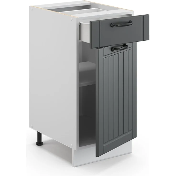 Küchenunterschrank Fame-Line Anthrazit Landhaus 40 cm ohne Arbeitsplatte Vicco – Bild 4